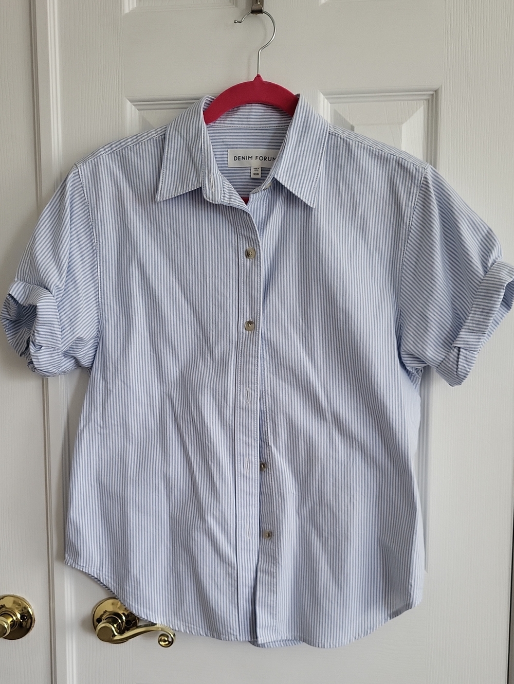 Denim Forum Aritzia Blue & White Pinstripe Button-Down Shirt